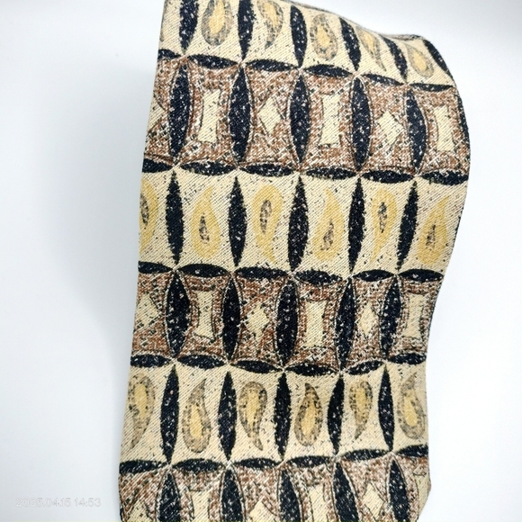 Pavone  Silk Necktie Patterned Brown Black Gold Abstract Woven Tie Hand Made - Picture 10 of 10